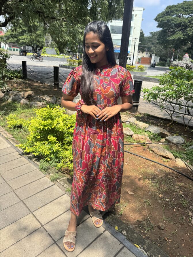 Maroon Colourful Double Zip Kurti - Image 4