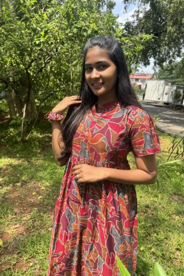 Maroon Colourful Double Zip Kurti
