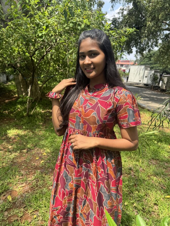 Maroon Colourful Double Zip Kurti