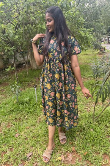 Greenish Floral Double Zip Kurti