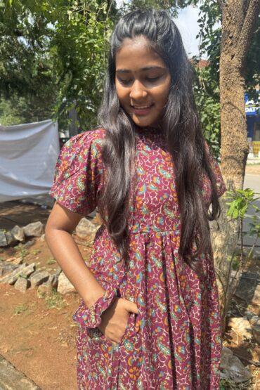 Purple Floral Double Zip Kurti