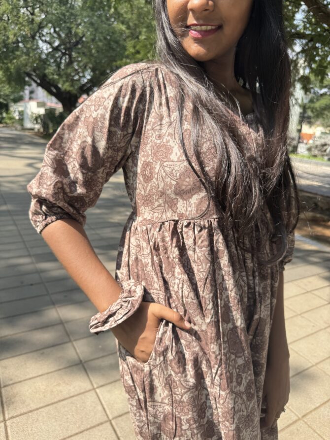 Choco Floral Centre Zip Kurti - Image 6