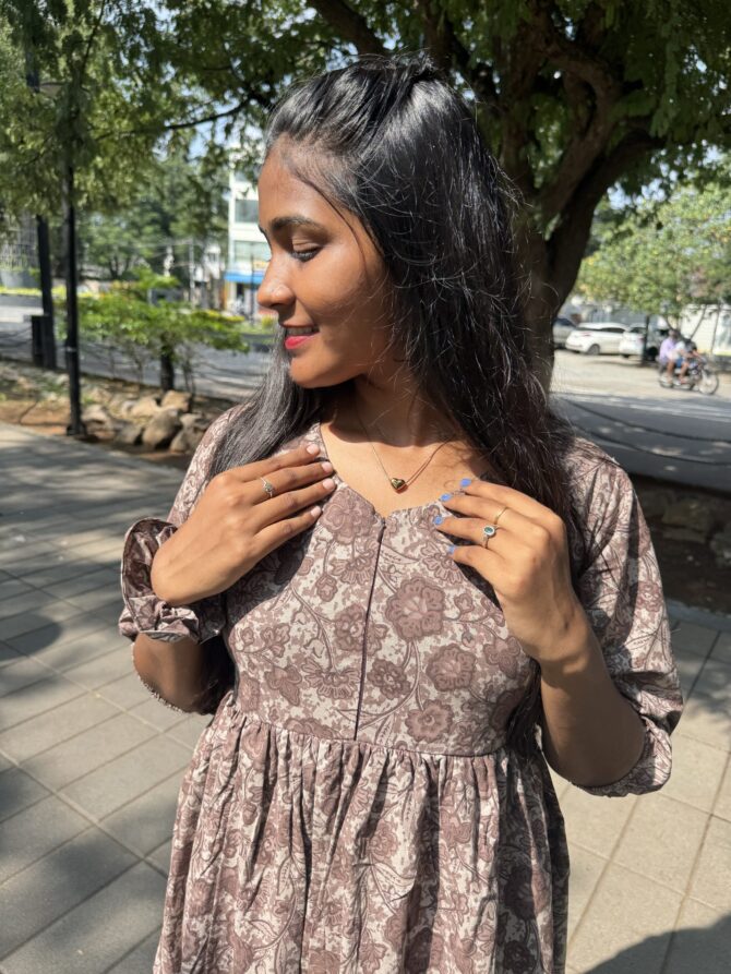 Choco Floral Centre Zip Kurti - Image 7
