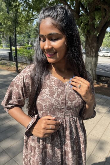 Choco Floral Centre Zip Kurti