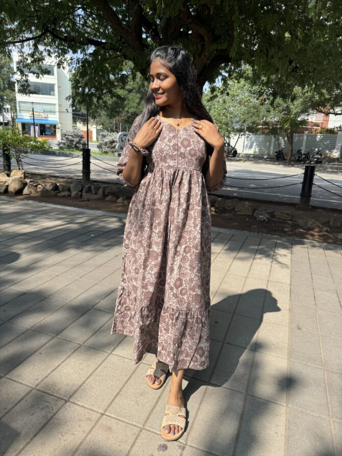 Choco Floral Centre Zip Kurti - Image 10