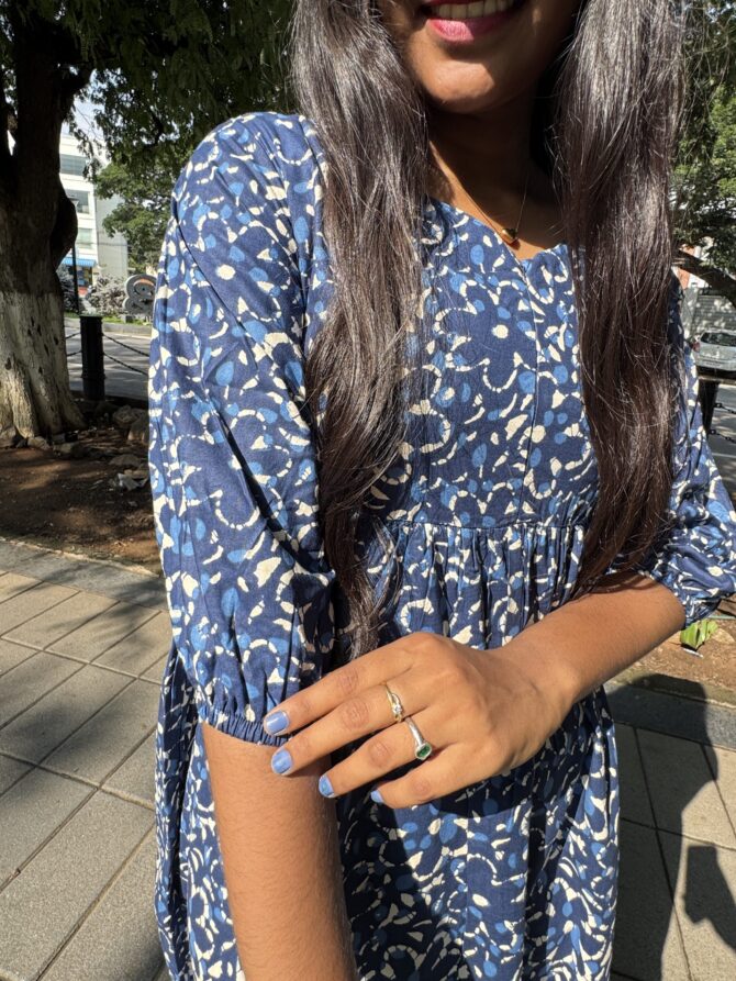Navy Florals Centre Zip Kurti - Image 3