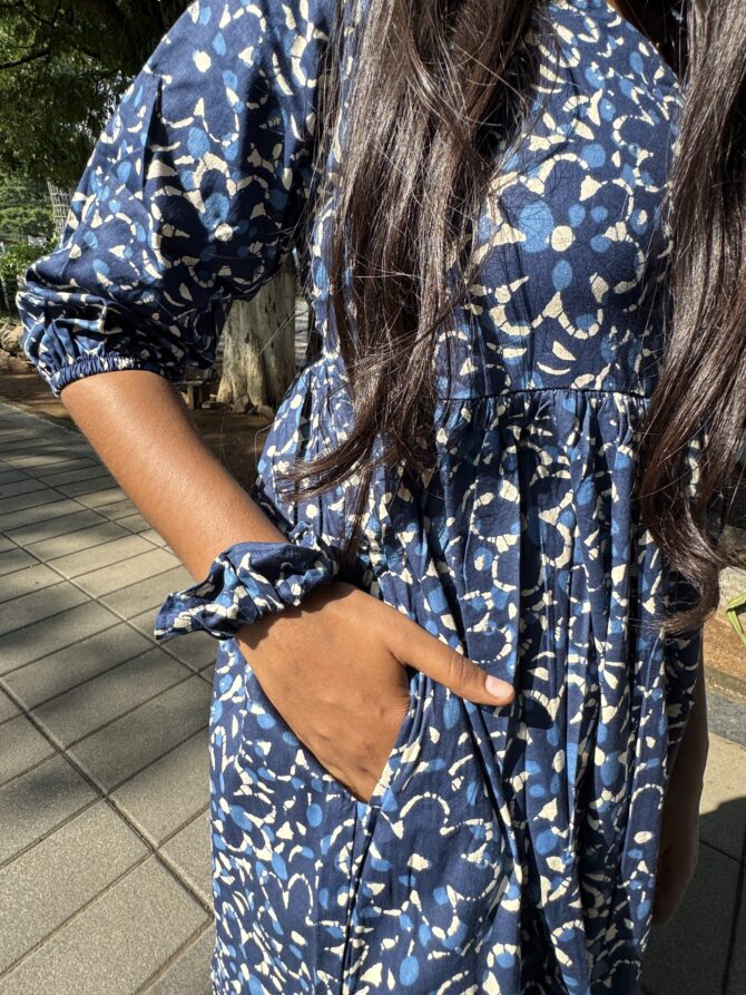 Navy Florals Centre Zip Kurti - Image 5