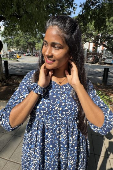 Navy Florals Centre Zip Kurti