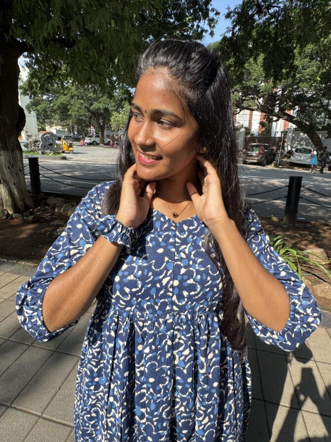 Navy Florals Centre Zip Kurti