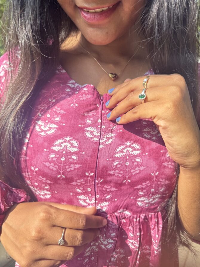 Pinky White Florals Centre Zip Kurti - Image 2