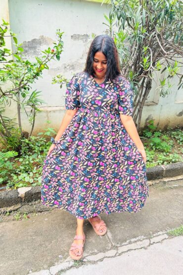 Blacky Pink Florals V Neck Maxi’s