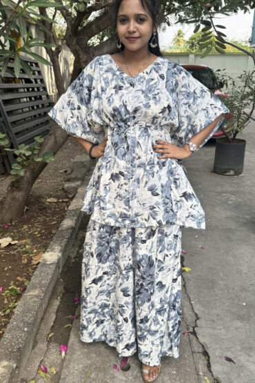Grey Floral Kaftan Maternity Plazzo Set