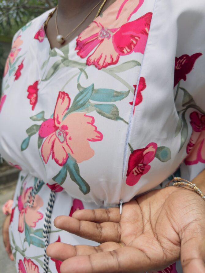 White Garden Kaftan Maternity Maxi’s - Image 3