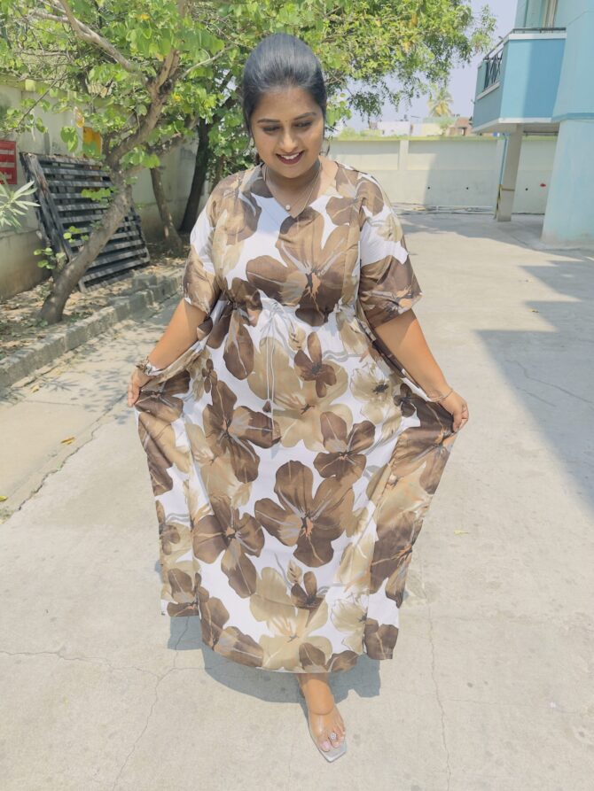 Chocolate Floral Kaftan Maternity Maxi’s