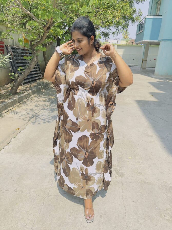 Chocolate Floral Kaftan Maternity Maxi’s - Image 7