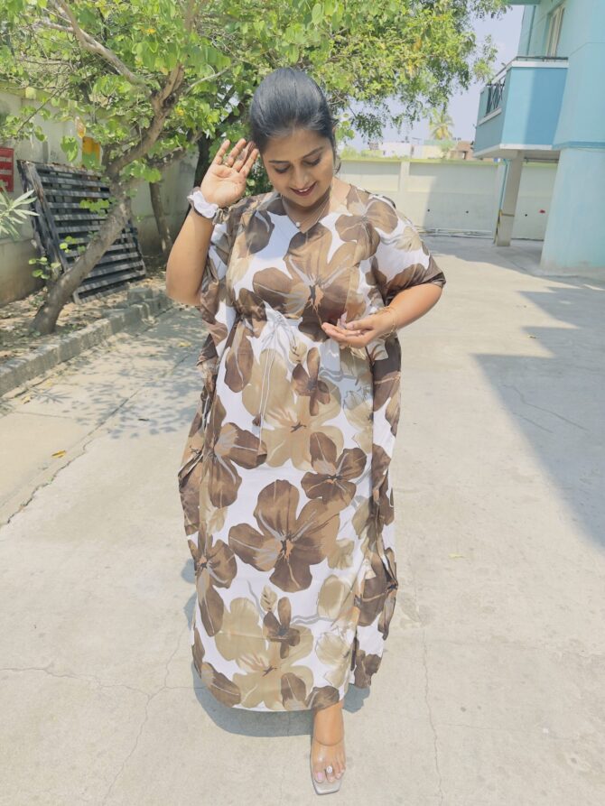 Chocolate Floral Kaftan Maternity Maxi’s - Image 6