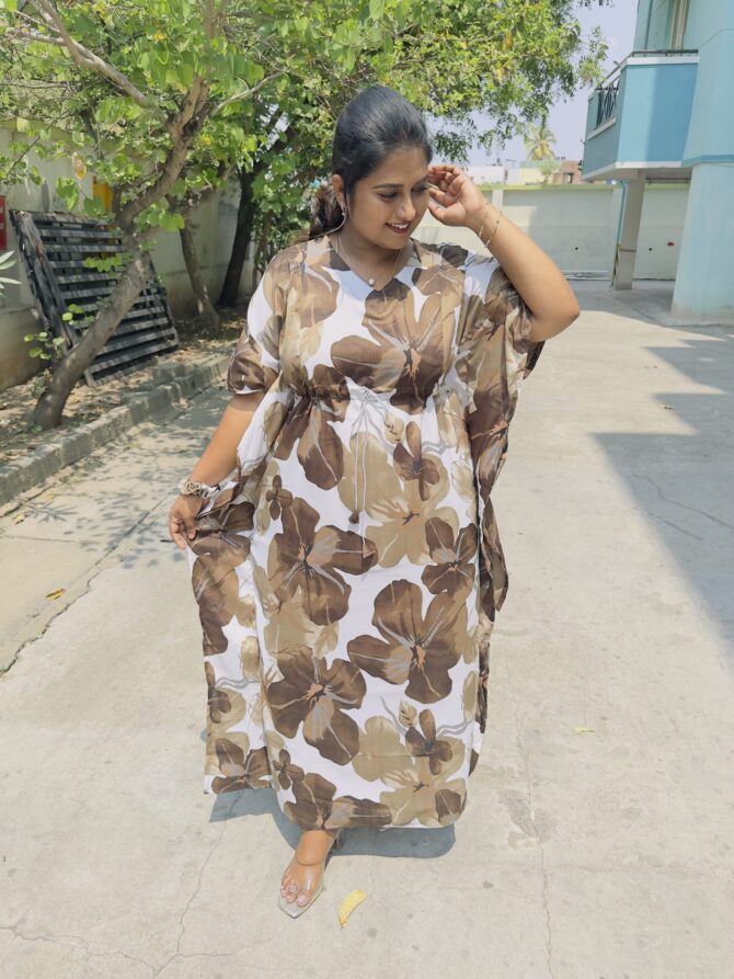 Chocolate Floral Kaftan Maternity Maxi’s - Image 4