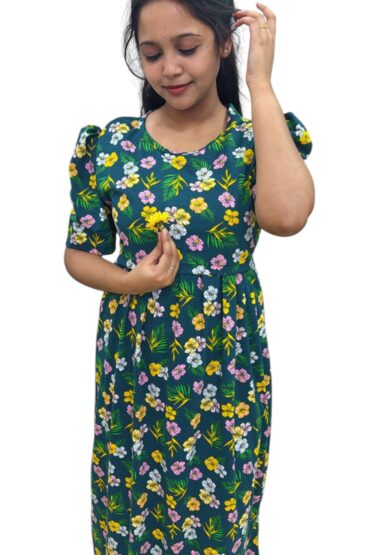 Maternity Dress - Greeny Flowerfull