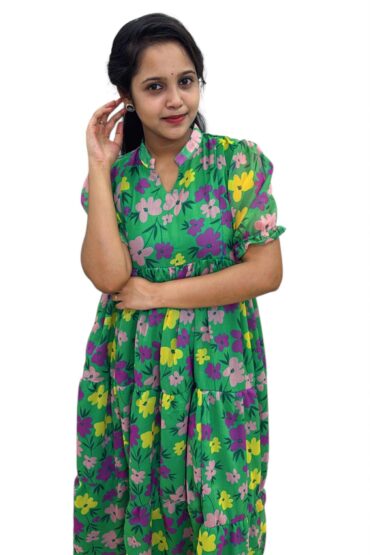 Parrot Greenie Chiffon Maxi