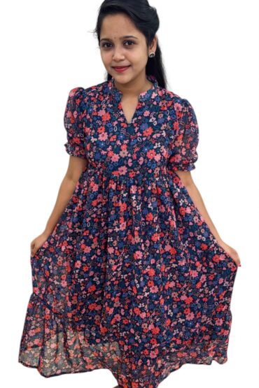 Navy Flowerfully Chiffon Maxi