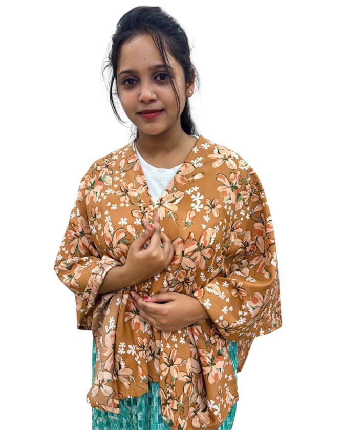 Kaki floral  Overcoat Top