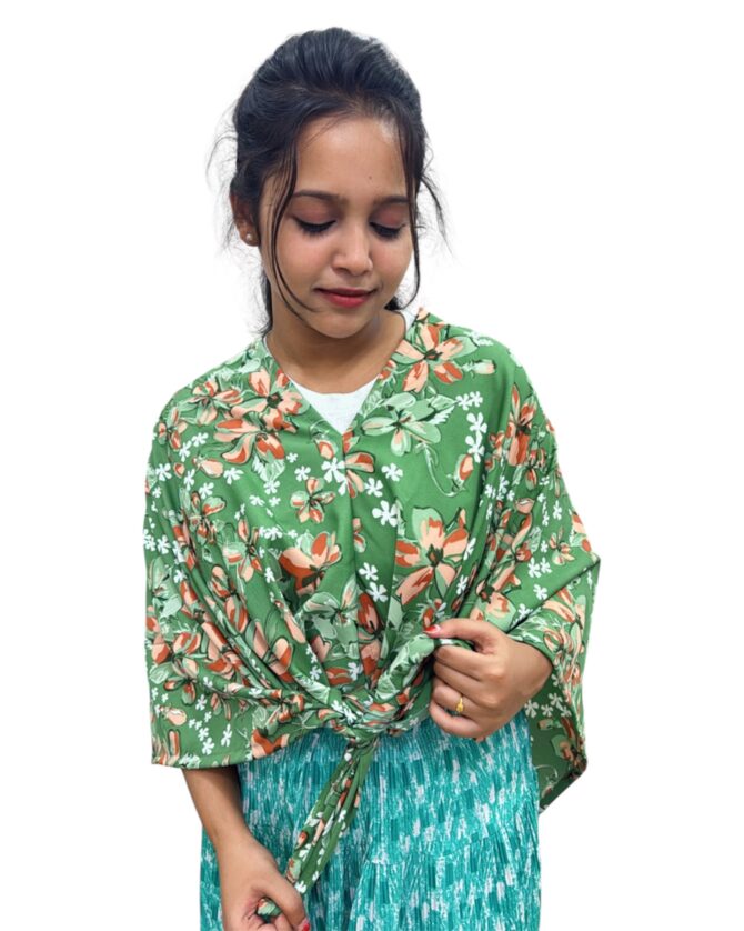 Greeny Flowers Overcoat Top - Image 3