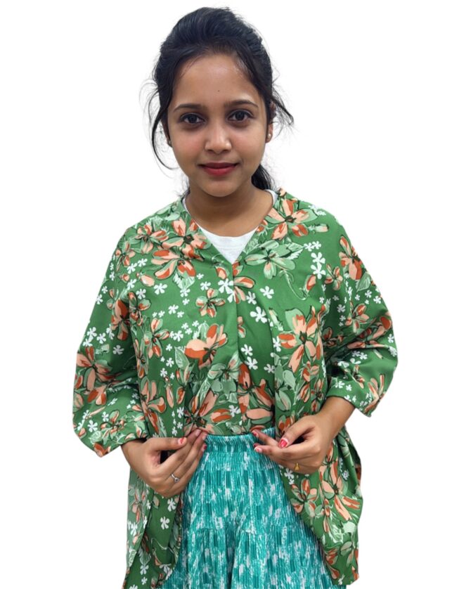 Greeny Flowers Overcoat Top - Image 5