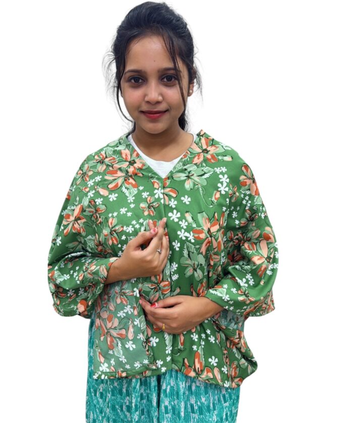 Greeny Flowers Overcoat Top - Image 6