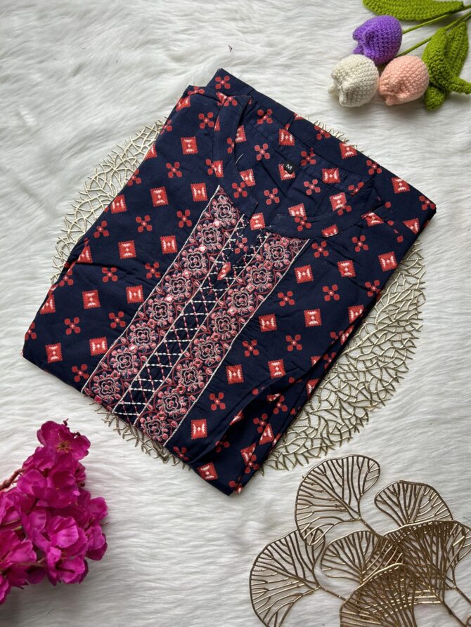 Navy Red Nyra cut kurti