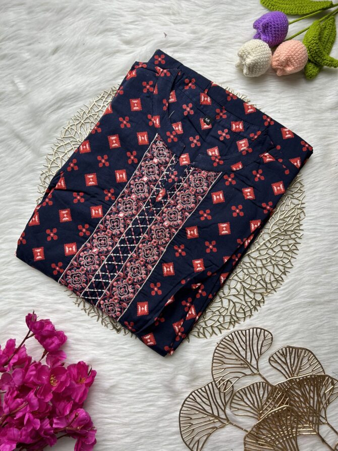 Navy Red Nyra cut kurti - Image 6