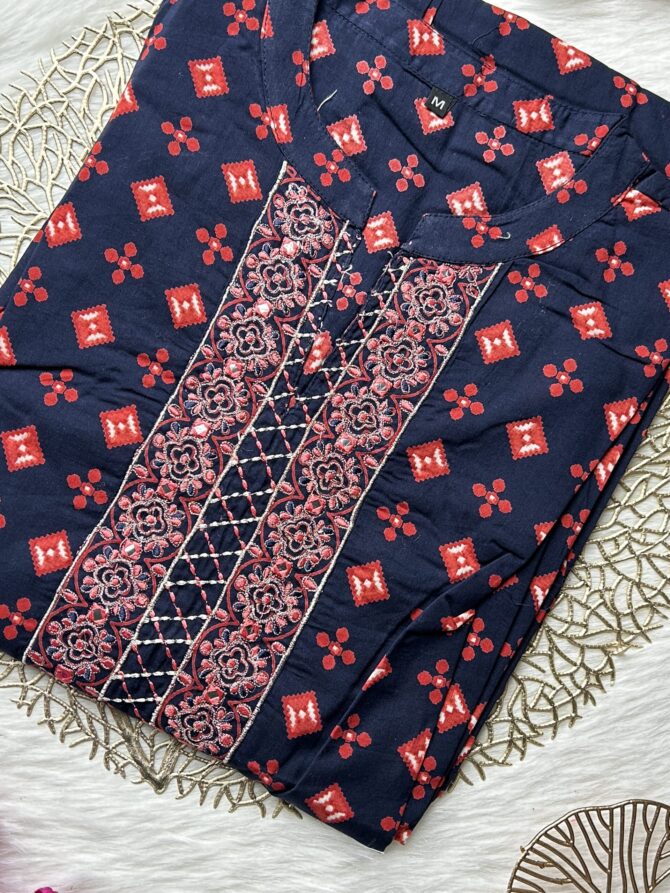 Navy Red Nyra cut kurti - Image 4