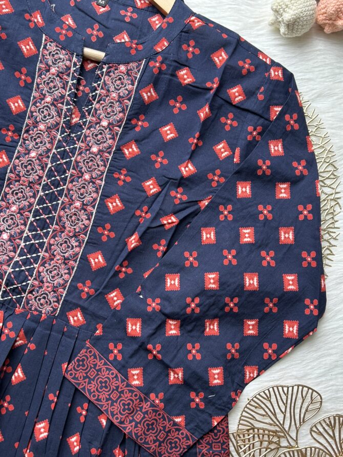 Navy Red Nyra cut kurti - Image 5