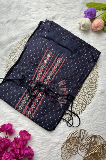 Navy mirror cotton Anarkali