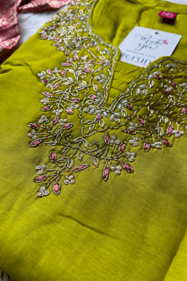 Lime Green dola silk suit