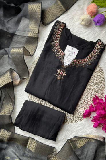 Black silkcotton suit