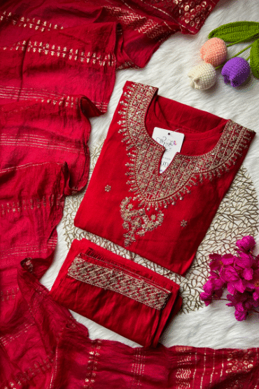 Red cotton suit