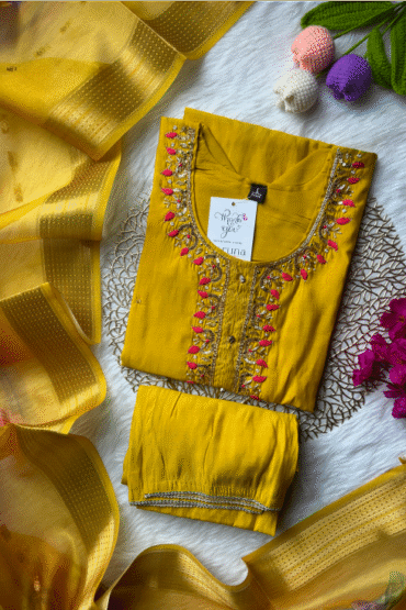 Yellow poly cotton suit