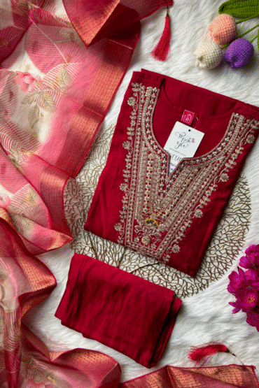 Cherry red cotton suit
