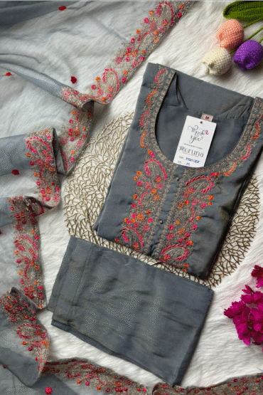 Silver cotton silk suit