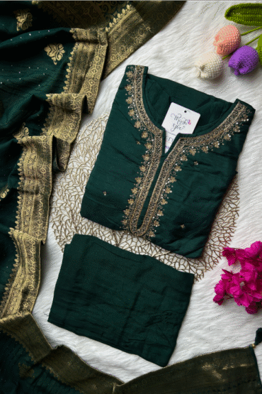 Dark Green Silk Suit
