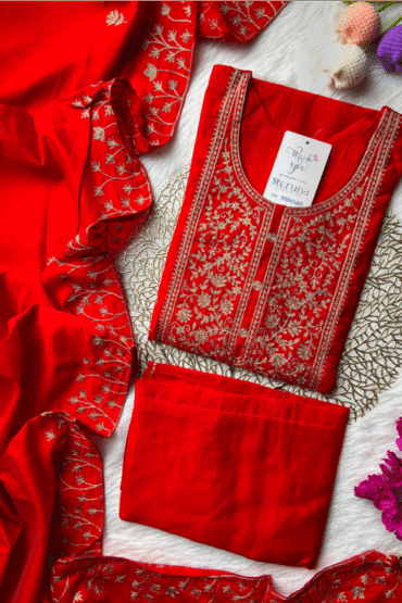 Redish poly cotton suit