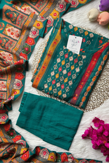 Forest Green chinon silk suit