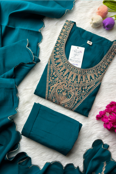 Prussia Blue Poly Cotton Suit