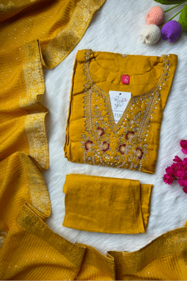 Yellow Dola Silk Suit