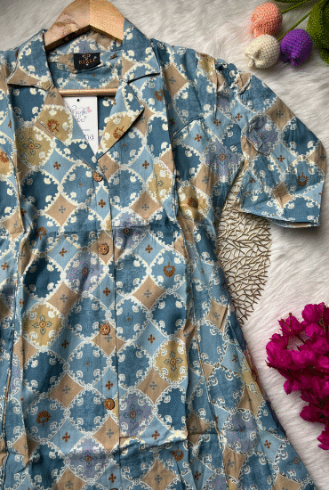 Sky Blue Muslin Kurti