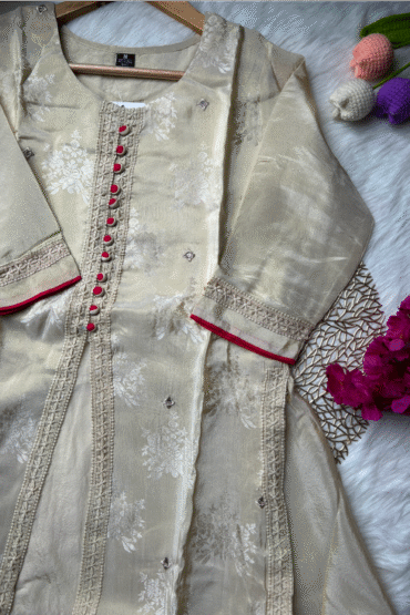 Ivory Shimmer A-line Kurti