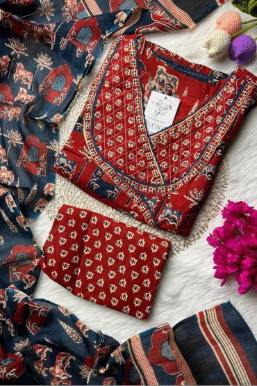 Brown Cotton Anarkali set