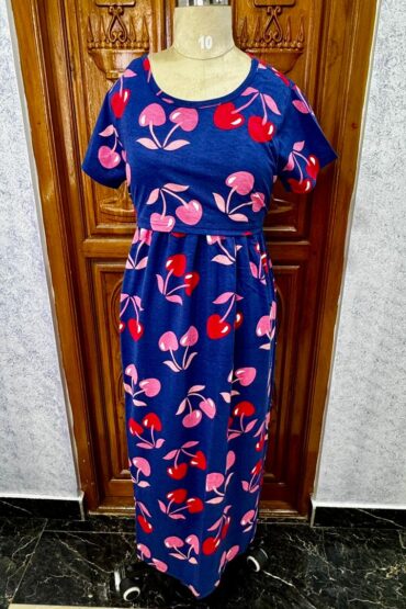 Maternity Maxi – NAVY CHERRY GARDEN